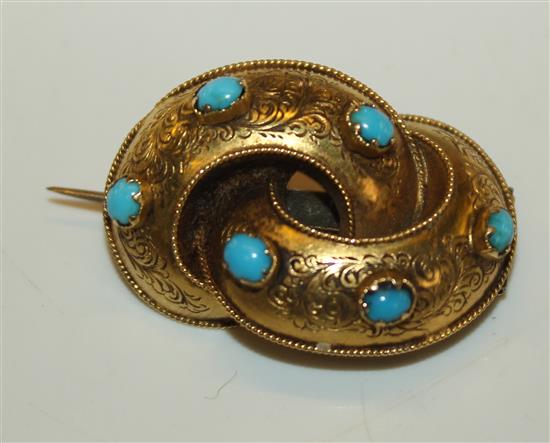 18ct gold and turquoise brooch